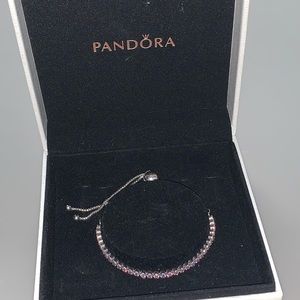 Pandora Pink Diamonds Silver Tennis Bracelet 925